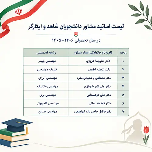 اساتید مشاور در سال تحصیلی 1406-1405