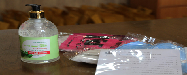 Distribution of hygiene and disinfection packs at Qom University of Technology